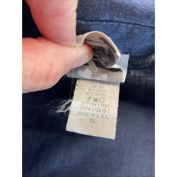 MATCH POINT 100% LINEN Navy Blue‎ pockets button front tunic size XL Oversized - Picture 5 of 9